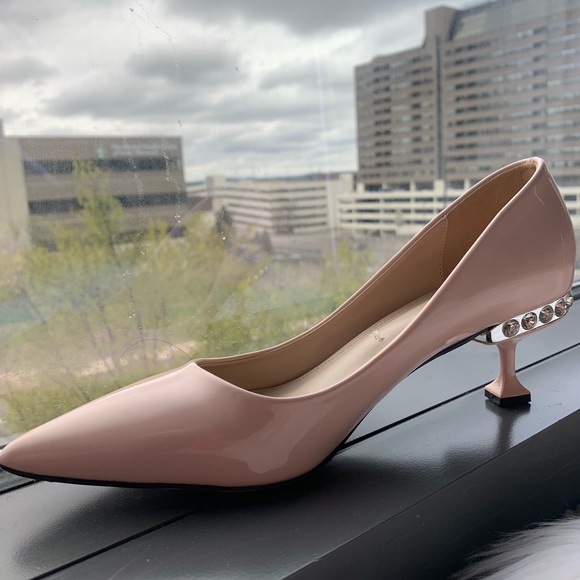 Miu Miu Shoes - Miu Miu Embellished Patent Leather Pumps